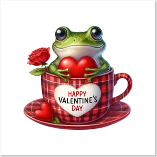 Valentine Frog In Tea Cup Posters and Art